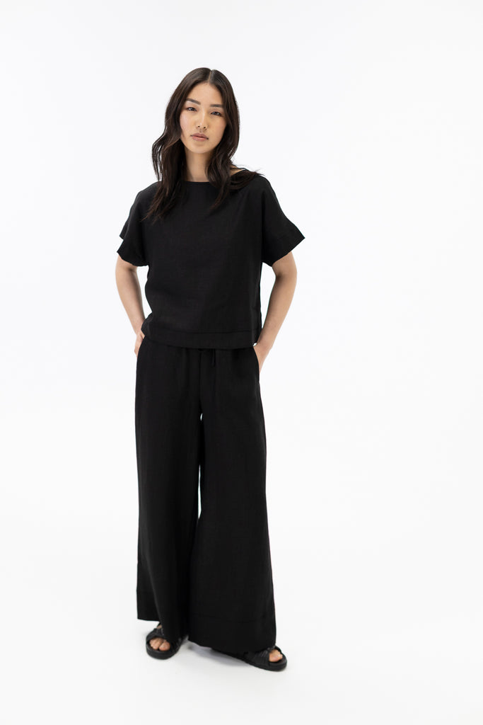 Drop shoulder top / Black