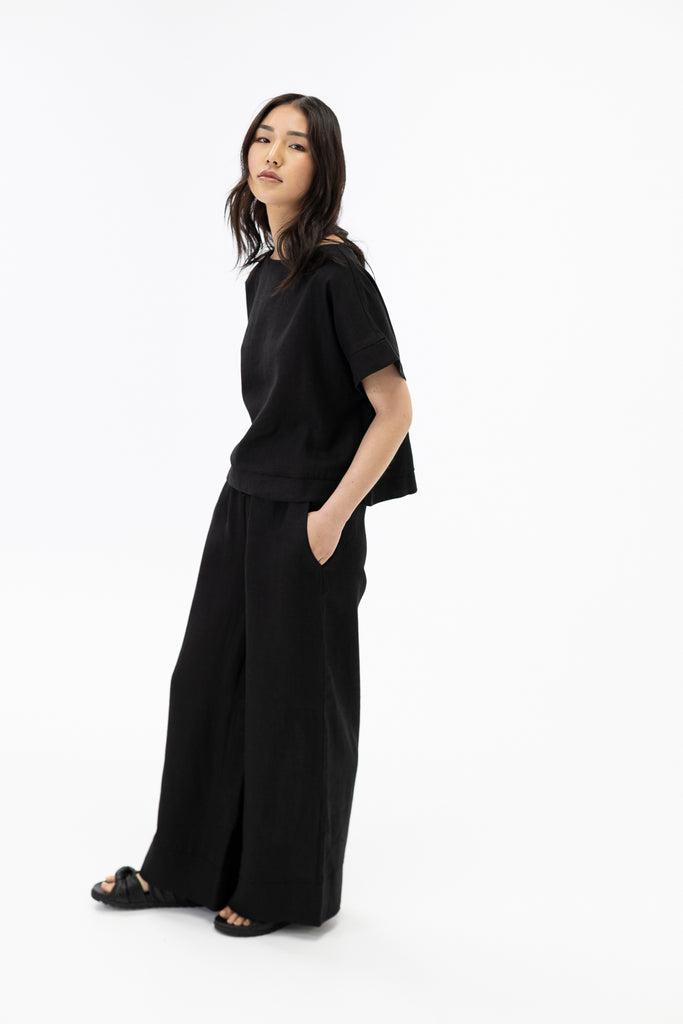 Drop shoulder top / Black