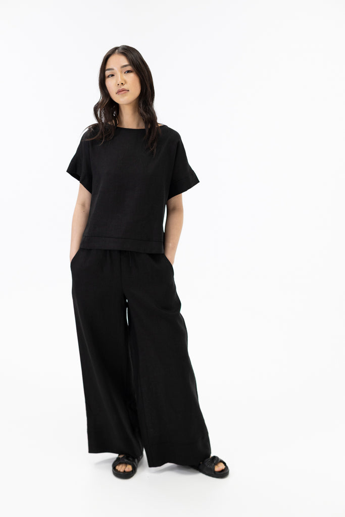 Drop shoulder top / Black