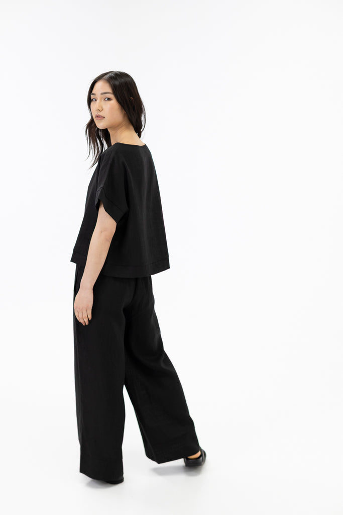 Drop shoulder top / Black