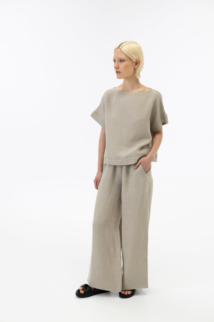 Drop shoulder top / Natural