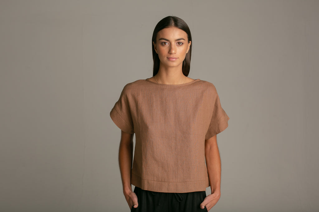 Drop shoulder top / Nutmeg