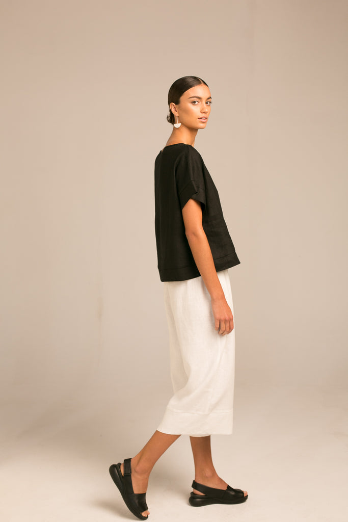 Drop shoulder top / Black