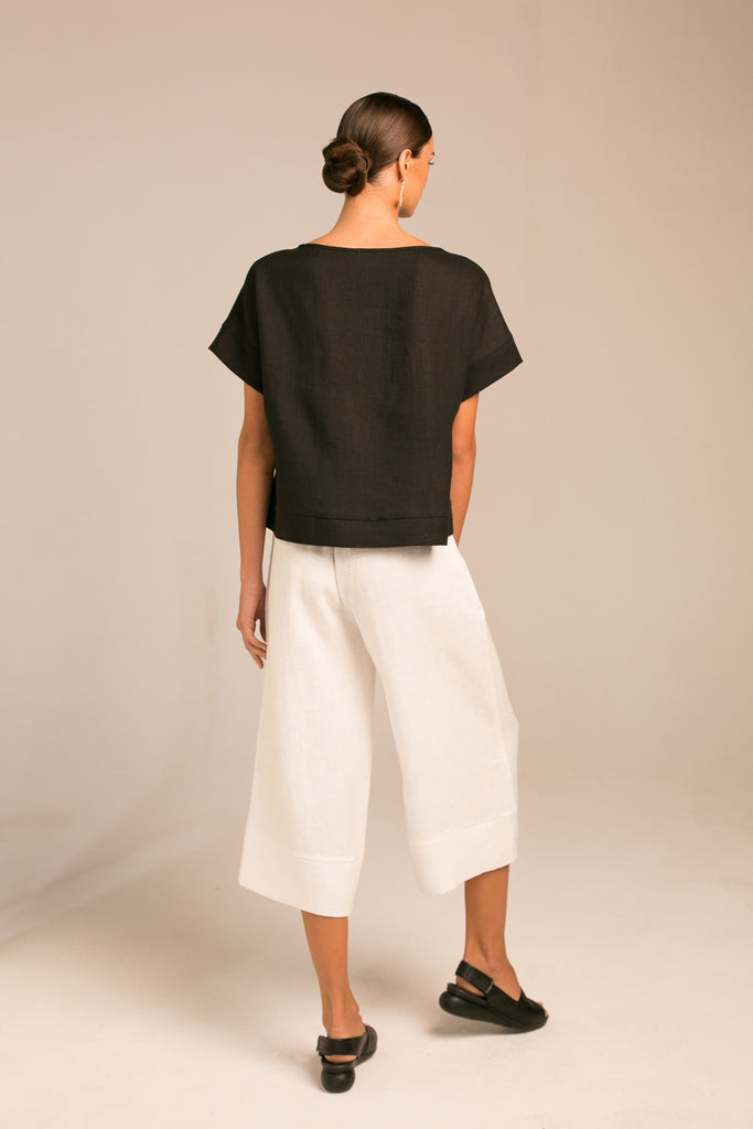 Drop shoulder top / Black