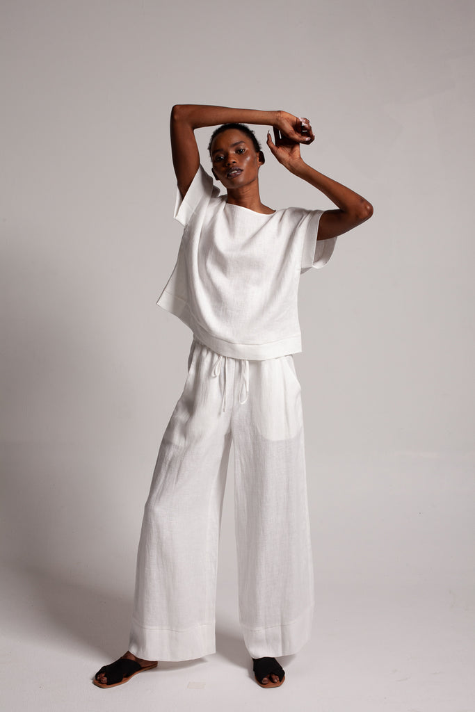 Wide leg pants / Milk White