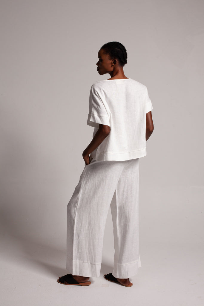 Drop shoulder top / Milk White