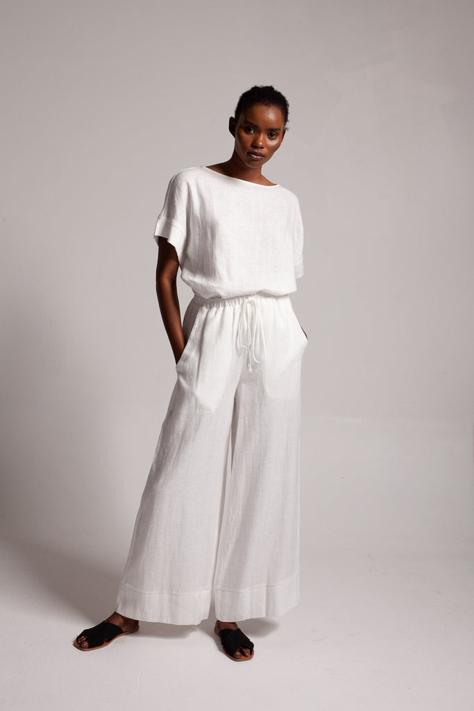 Wide leg pants / Milk White